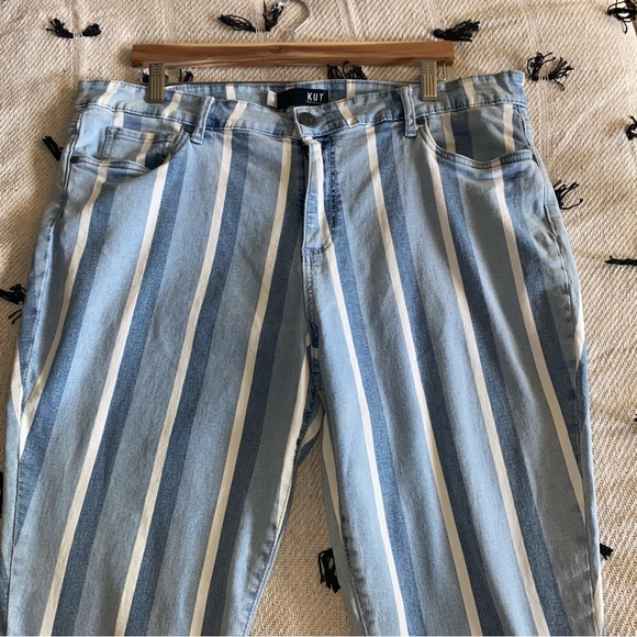 KUT From The Kloth High Rise Ankle Skinny Connie Striped Lt Wash Plus Size 18 - Picture 12 of 16